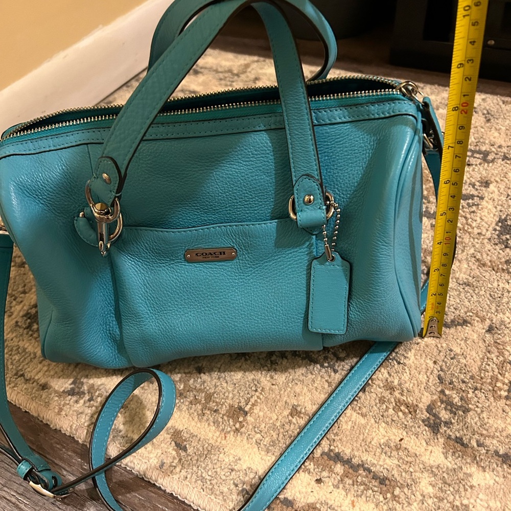 Coach Teal Leather Shoulder Bag - Picture 7 of 8